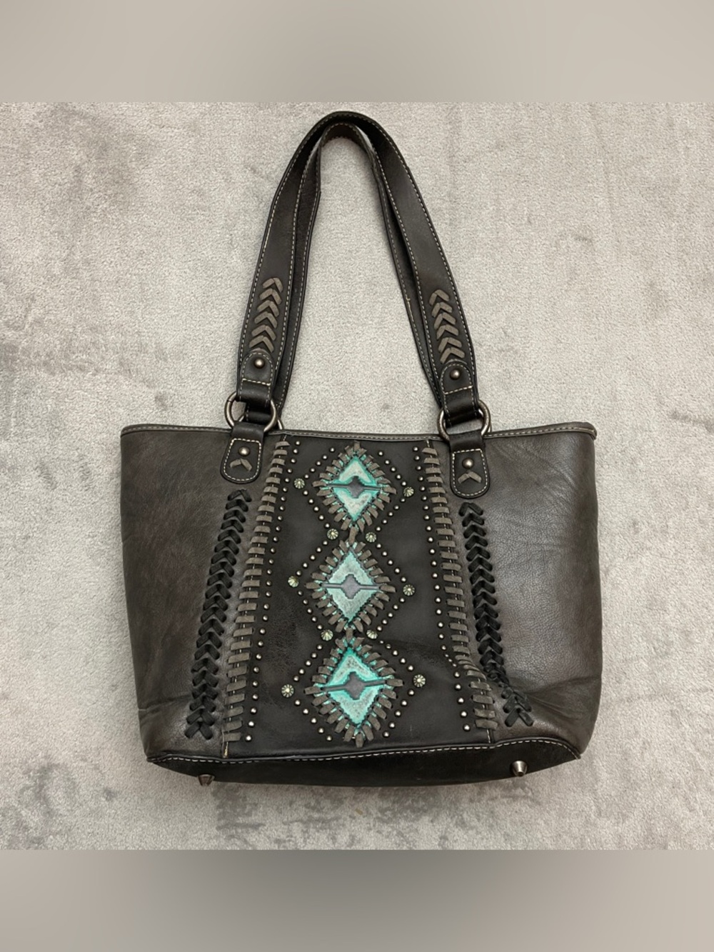 Montana West Gray Turquoise Aztec Concealed Carry CCW Tote
